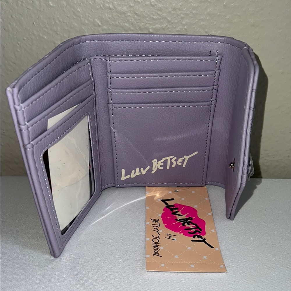 Betsey Johnson Lavender Wallet with Heart and Bows Design - Picture 4 of 7